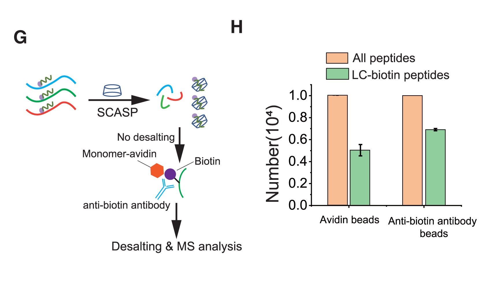 A figure showing the biotinylated peptides were desalted and analyzed on the timsTOF Pro mass spectrometer.